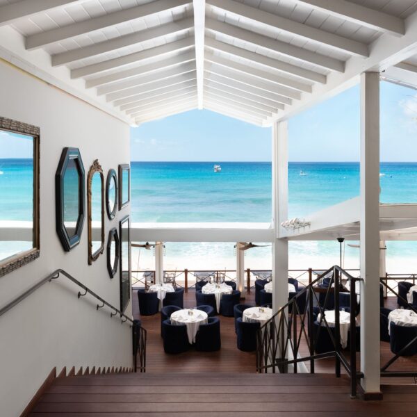 Restaurant Staircase leading to the Restaurant at the The Lone Star Hotel Barbados